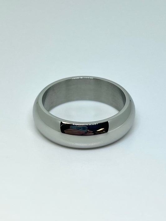 Silvery Polished Stainless Steel Ring