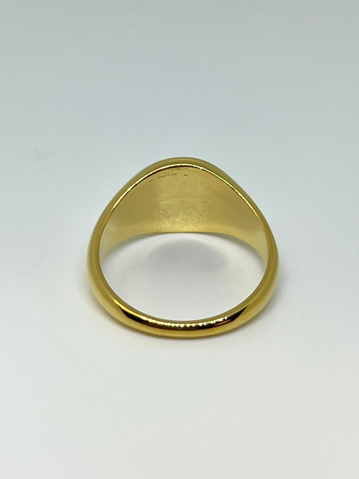 Golden Stainless Steel Circular Signet Ring