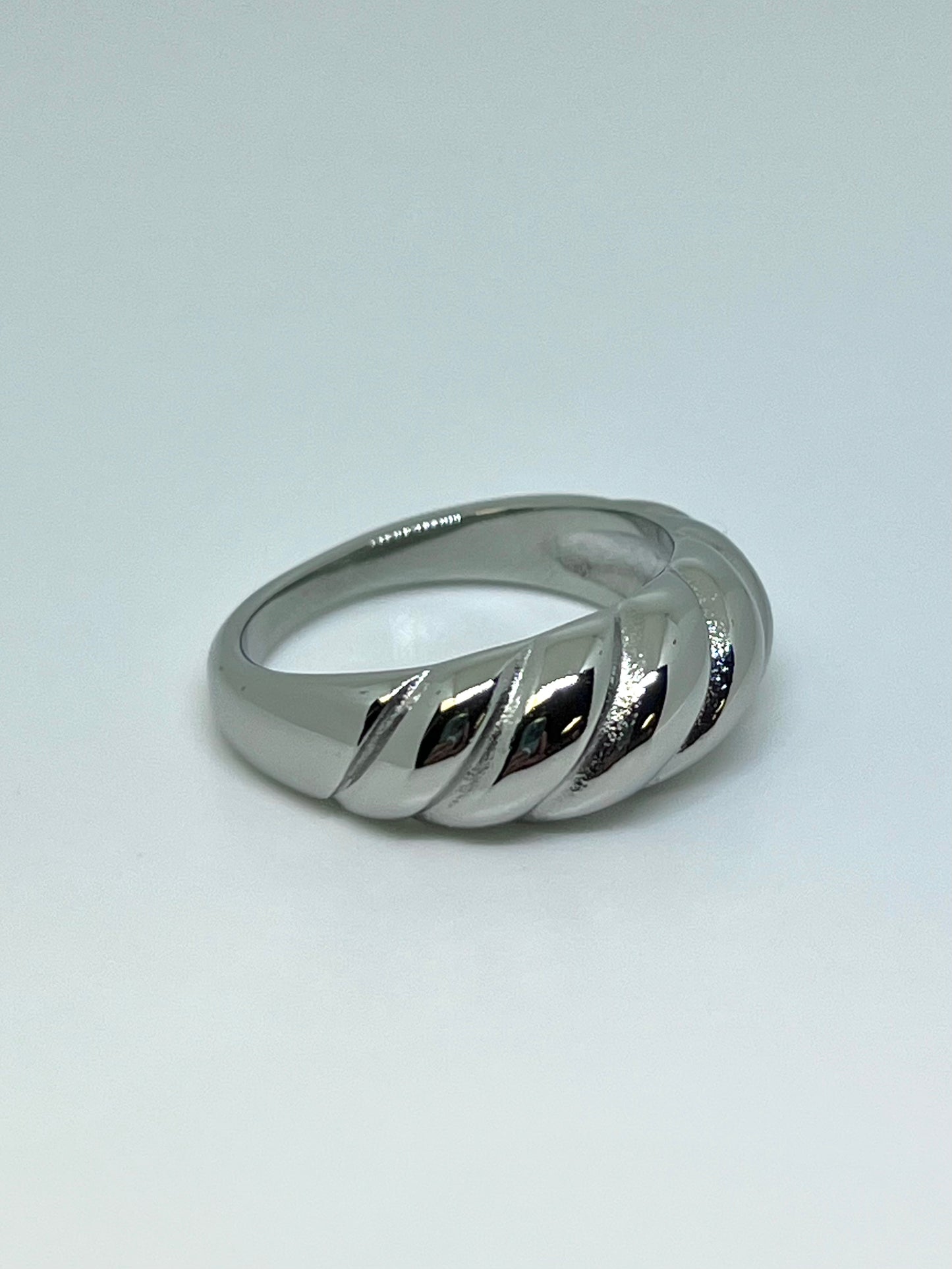 Silvery Stainless Steel Twisted Chunky Ring