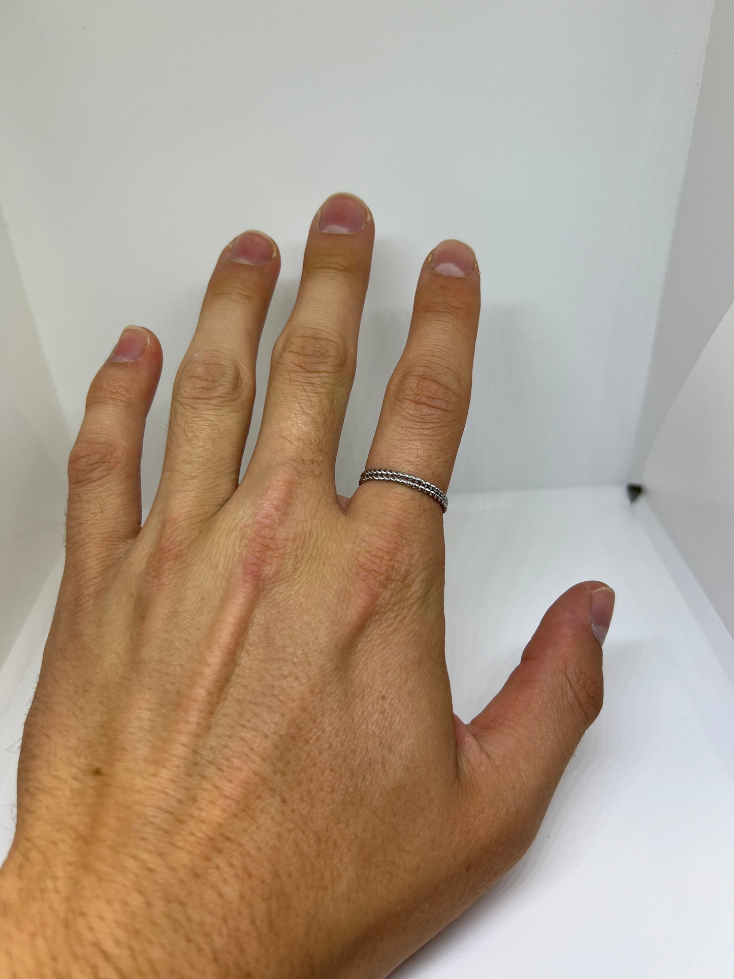 Two Silvery Stainless Steel Stackable Rings